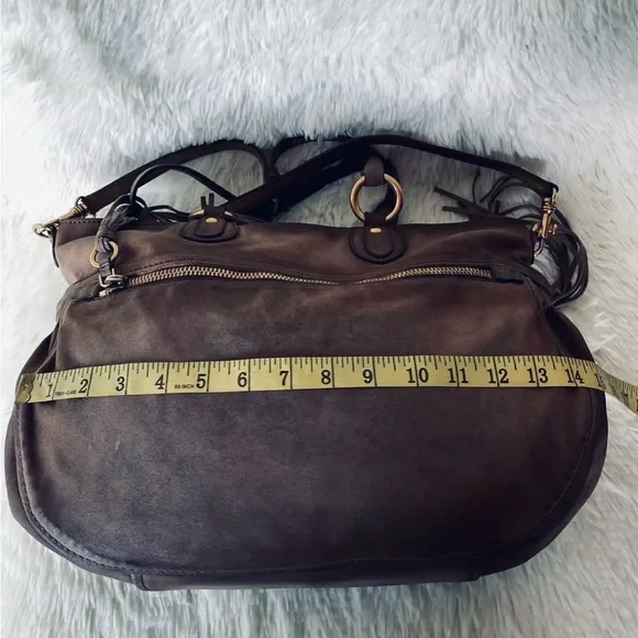 Miu Miu Gray Suede Leather Women’s Crossbody Satchel 2 Way Bag Fridge Vitello - Picture 14 of 17